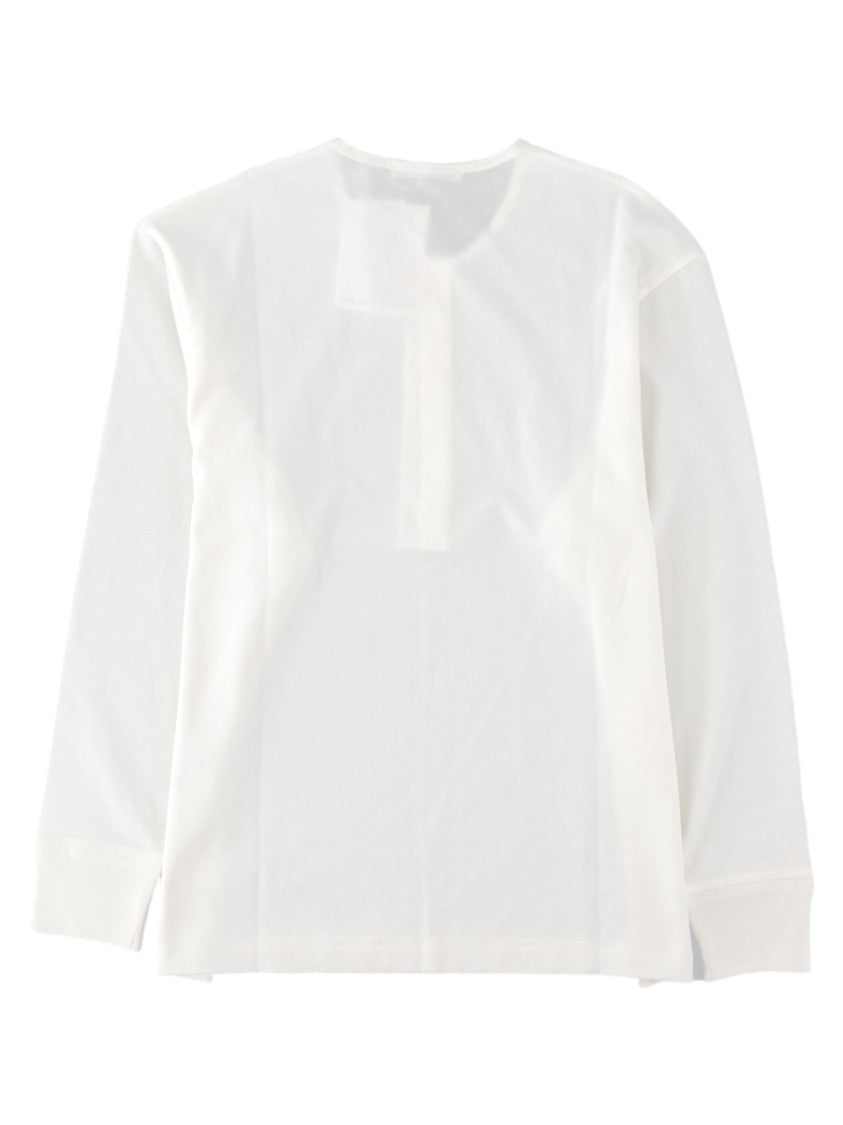 Studio Nicholson White Button Placket Long-Sleeve Cotton T-Shirt