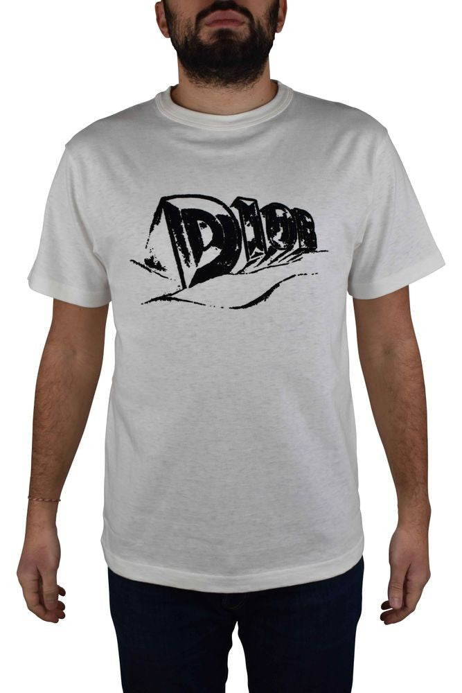 Dior Cotton T-Shirt With Black Velvet Logo Detail