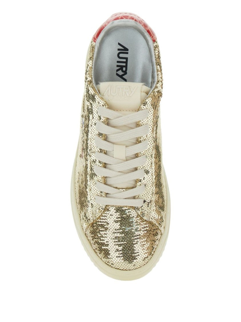 Autry Dallas Low 'Sparkling' Sneakers In Platinum Sequins