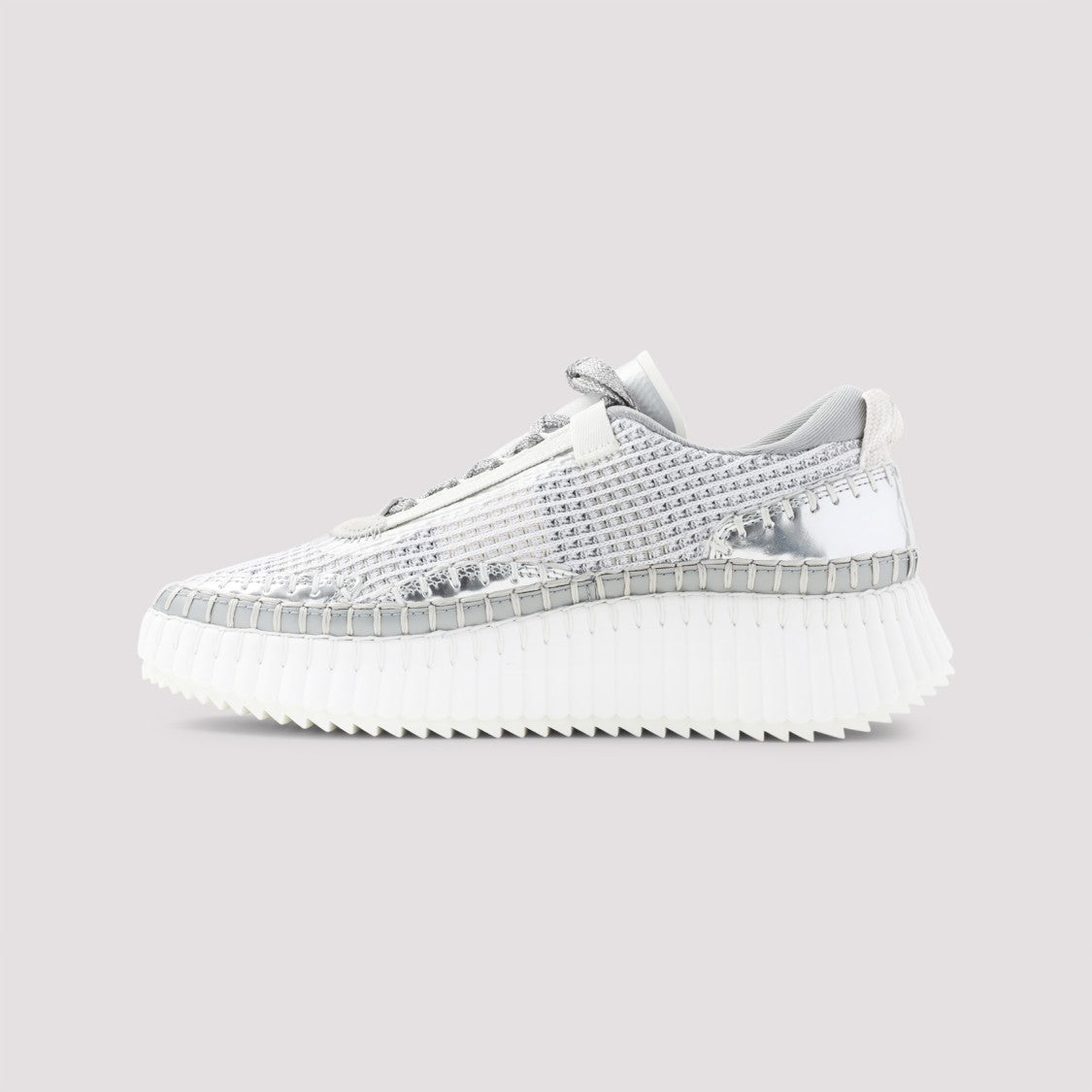 Chloé Metallic Mesh Sneakers With Reflective Finish