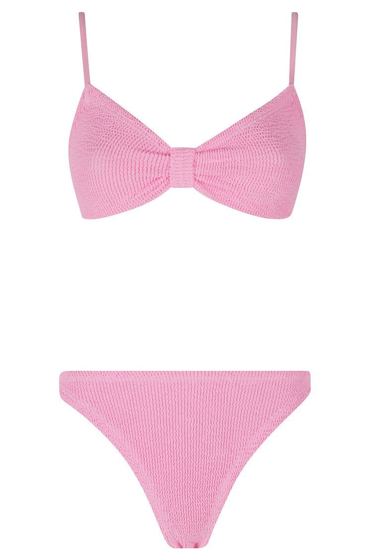 Hunza G Bubblegum Pink Alicia Bandeau Sliding Strap Polyamide Bikini