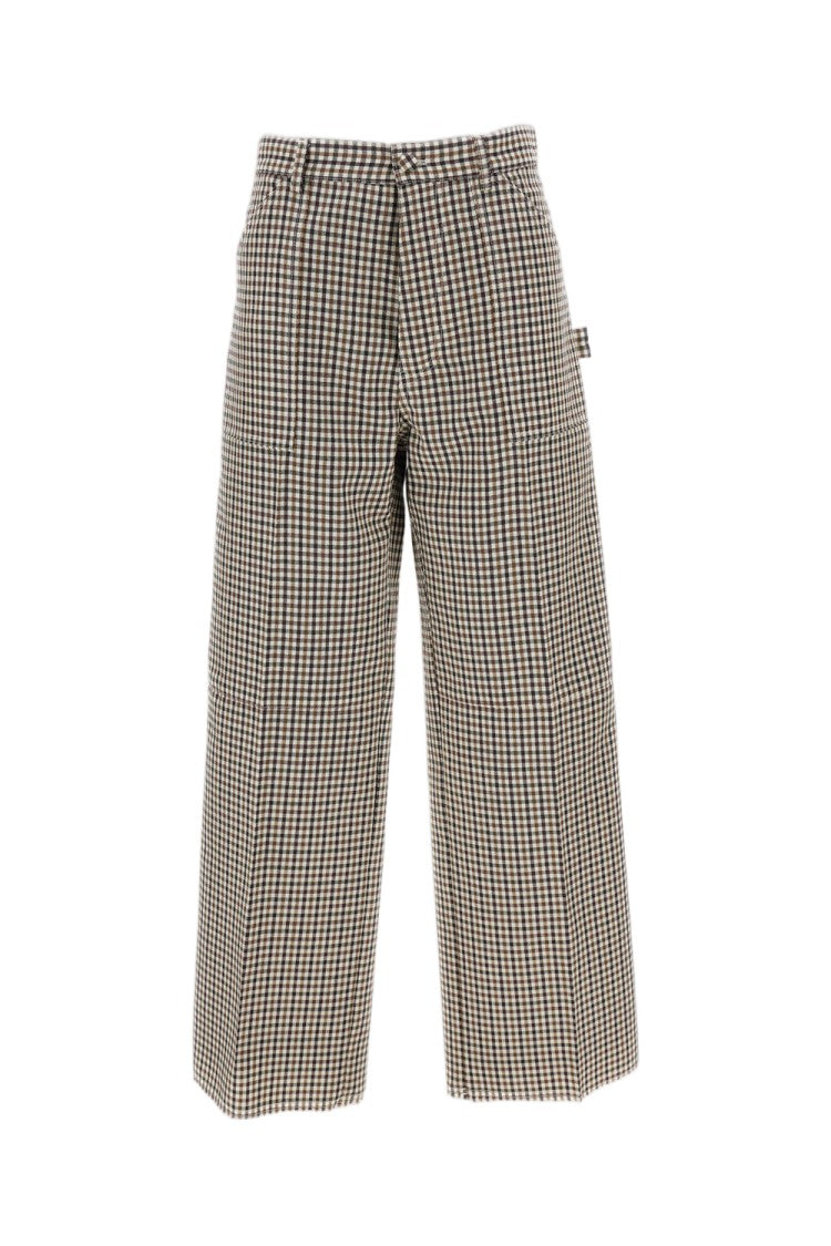 Plan C Multicolored Check Tailored Wool Utility Pants