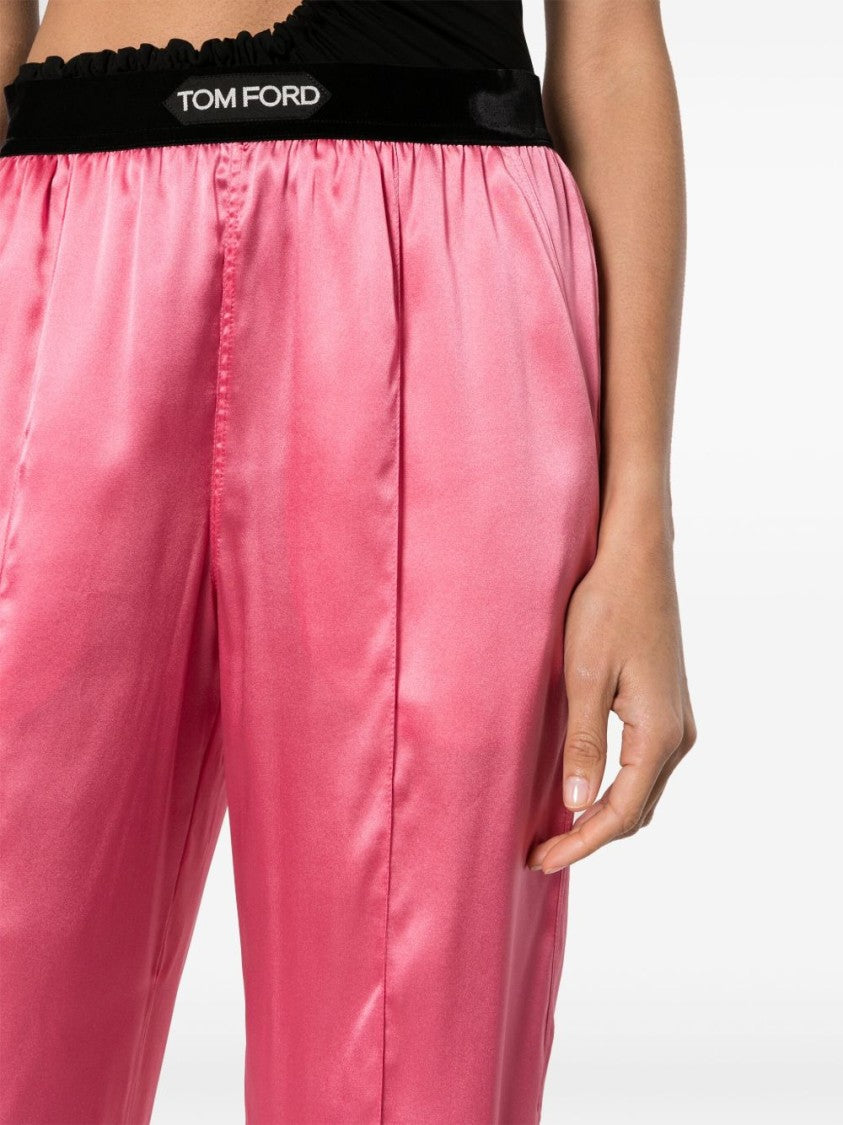 Tom Ford Flamingo Pink Stretch-Silk Trousers