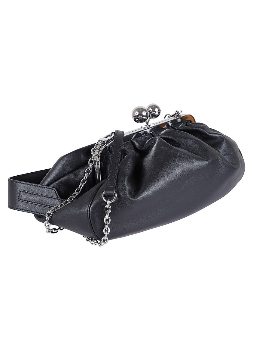 Max Mara Gathered Leather Clutch With Distinctive Clasp