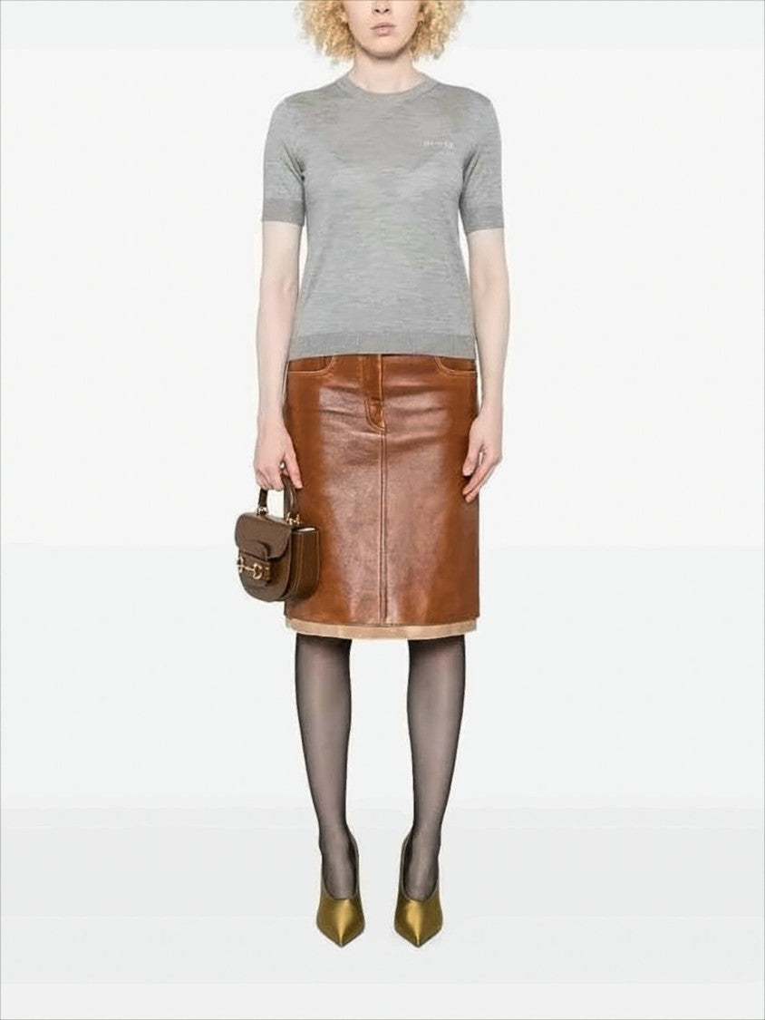 Gucci Fitted Short-Sleeved Knit Top In Cashmere