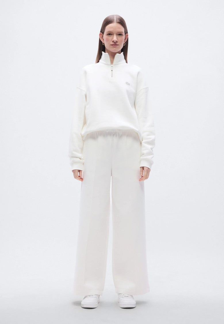 Lacoste White Wide-Leg Jersey Sweatpants