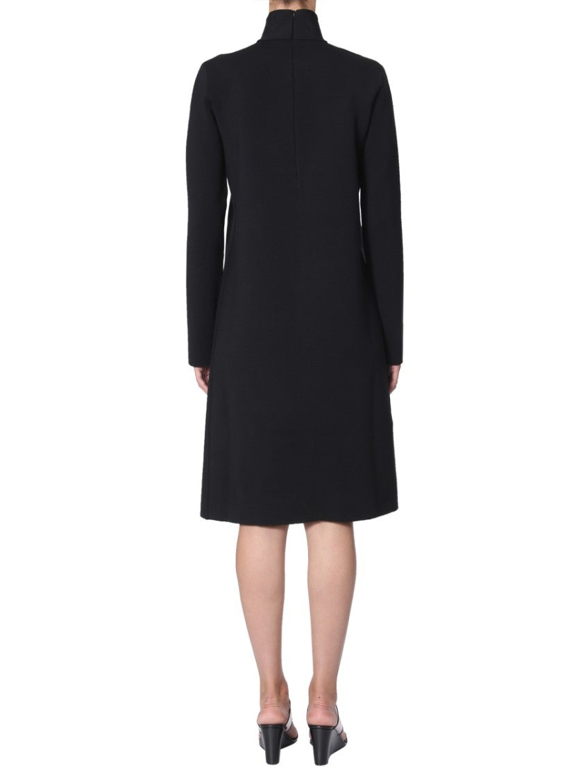 Bottega Veneta High Neck Midi Dress With Deep Neck