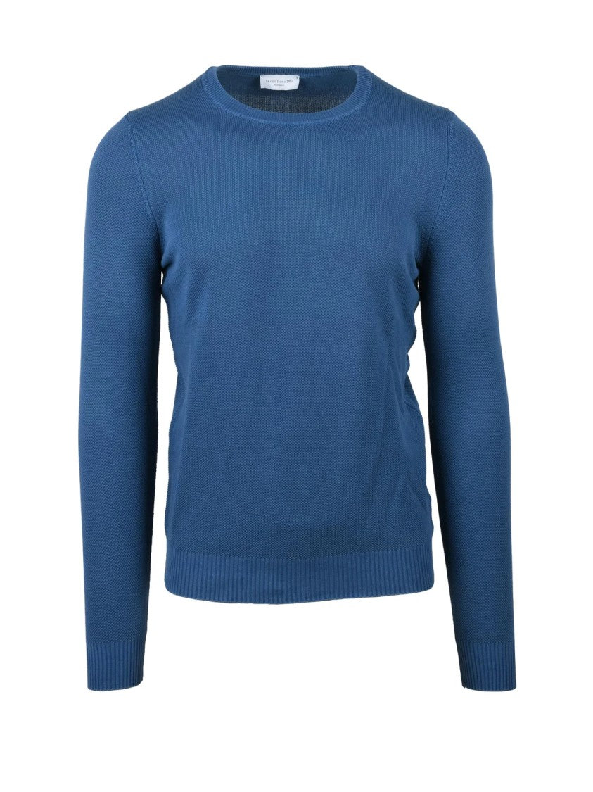 Terzo Fuso 1952 Blue Fine-Knit Cotton Sweater