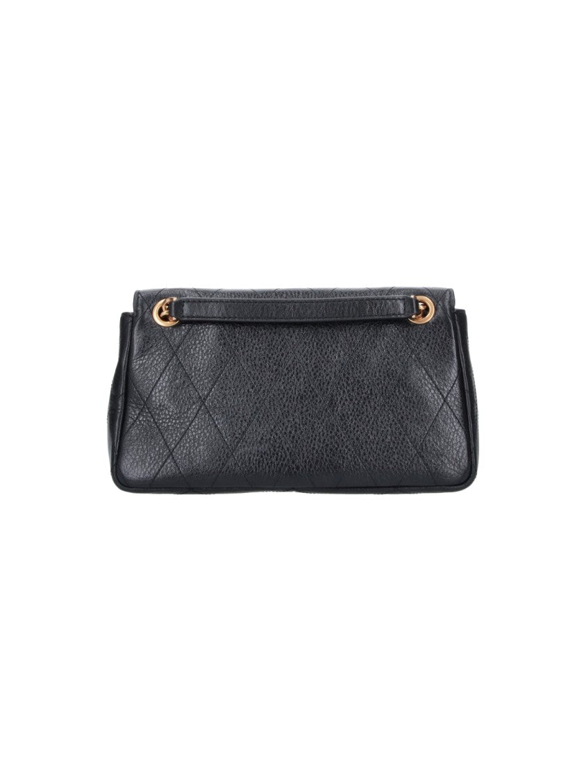 Tory Burch Charlie Black Quilted Leather Gold Chain Shoulder Bag