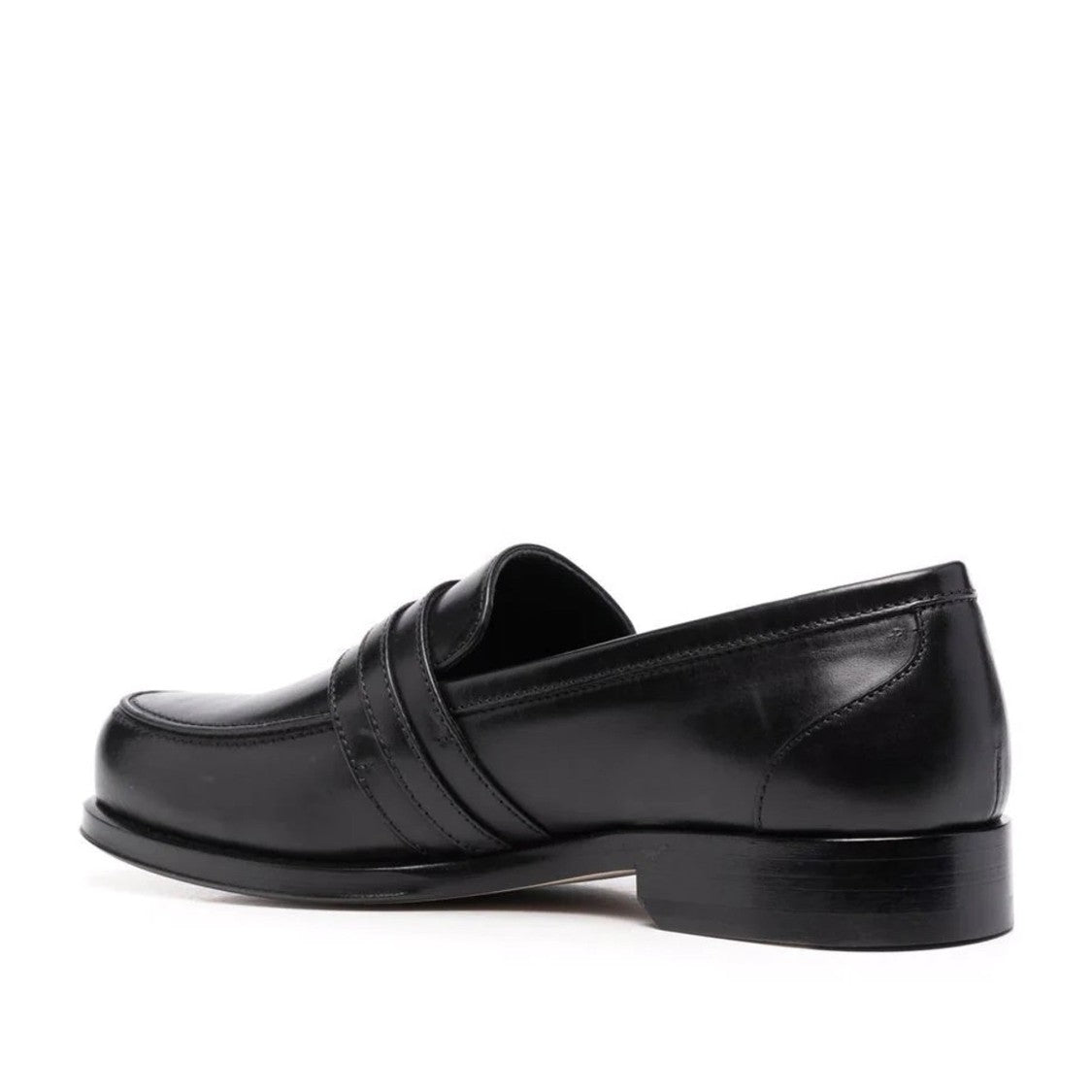 Sergio Rossi Black Calf Leather Buckle-Detail Loafers