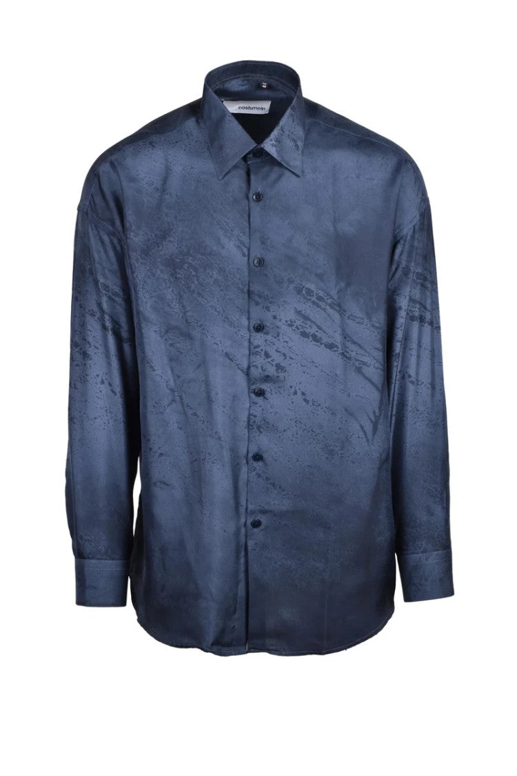 Costumein Men's Silk Shirt Blue