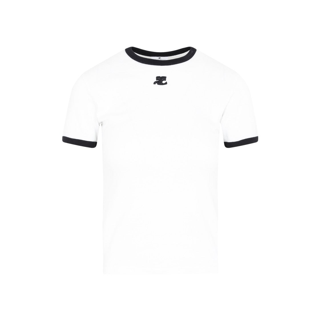 Courrèges White Bumpy Contrast Logo T-Shirt