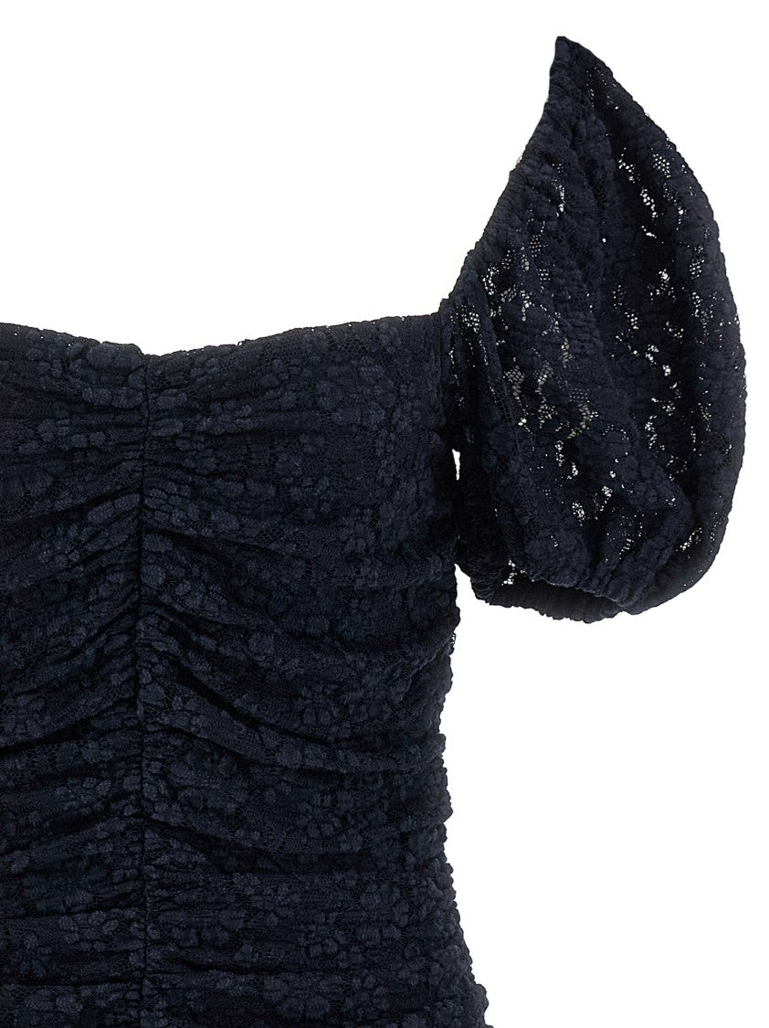 Rotate Birger Christensen Ruched Mini Lace Dress