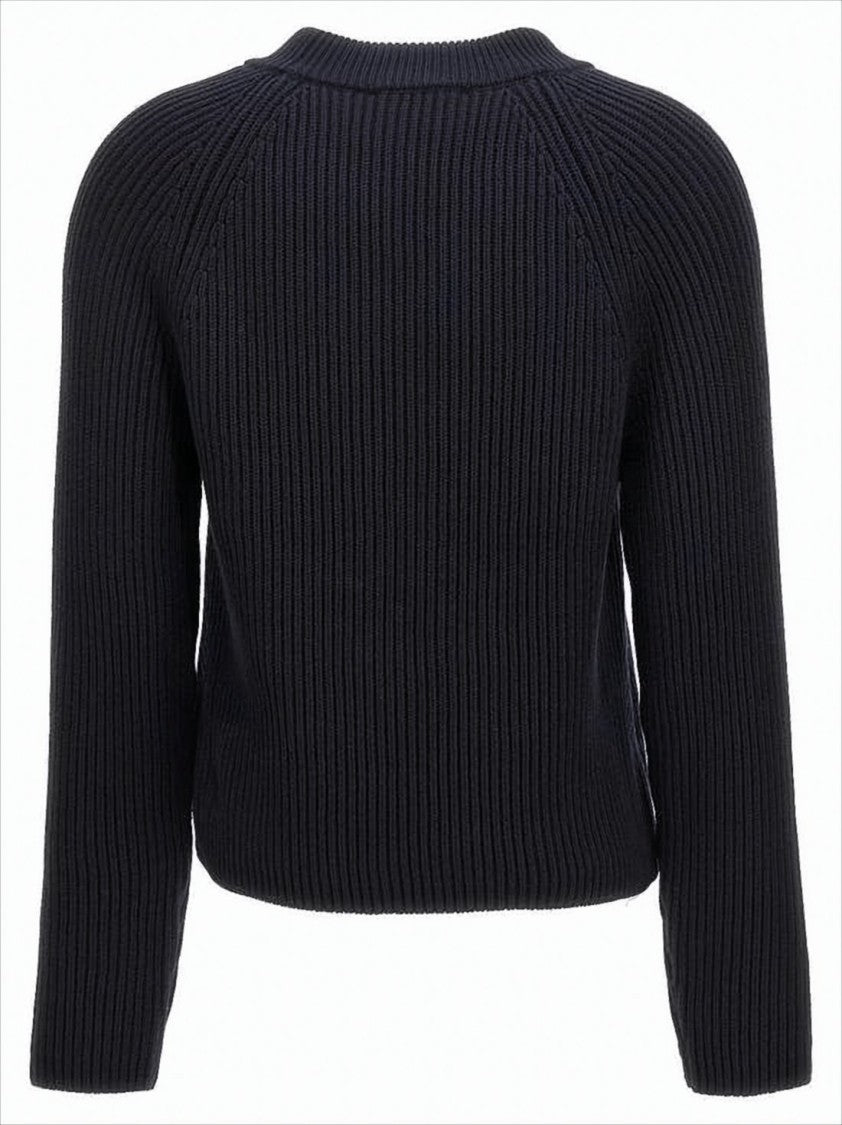 Ami Ribbed Knit Sweater With Crew Neckline