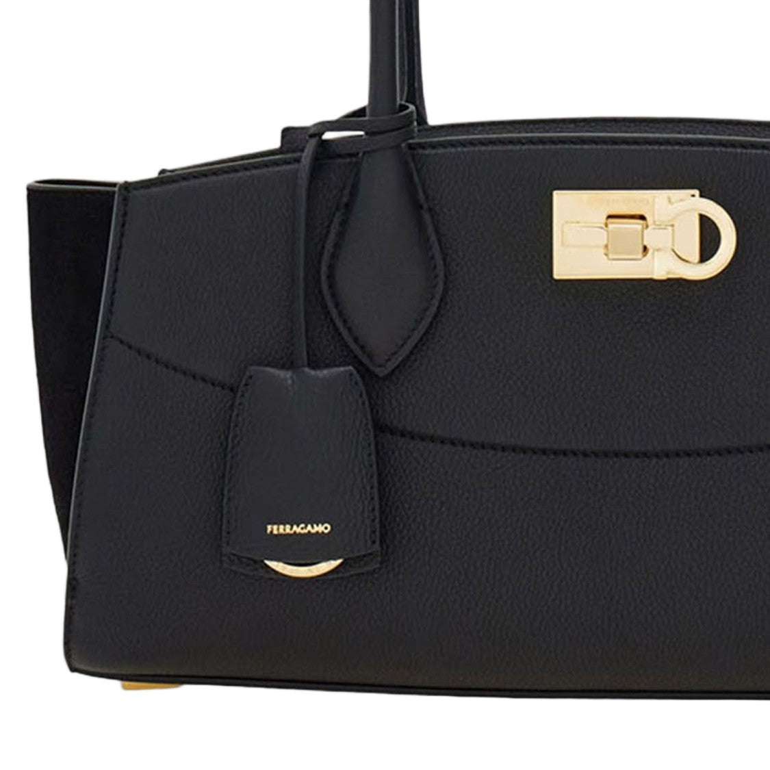 Salvatore Ferragamo Embossed Leather East West Shoulder Bag With Suede Accents