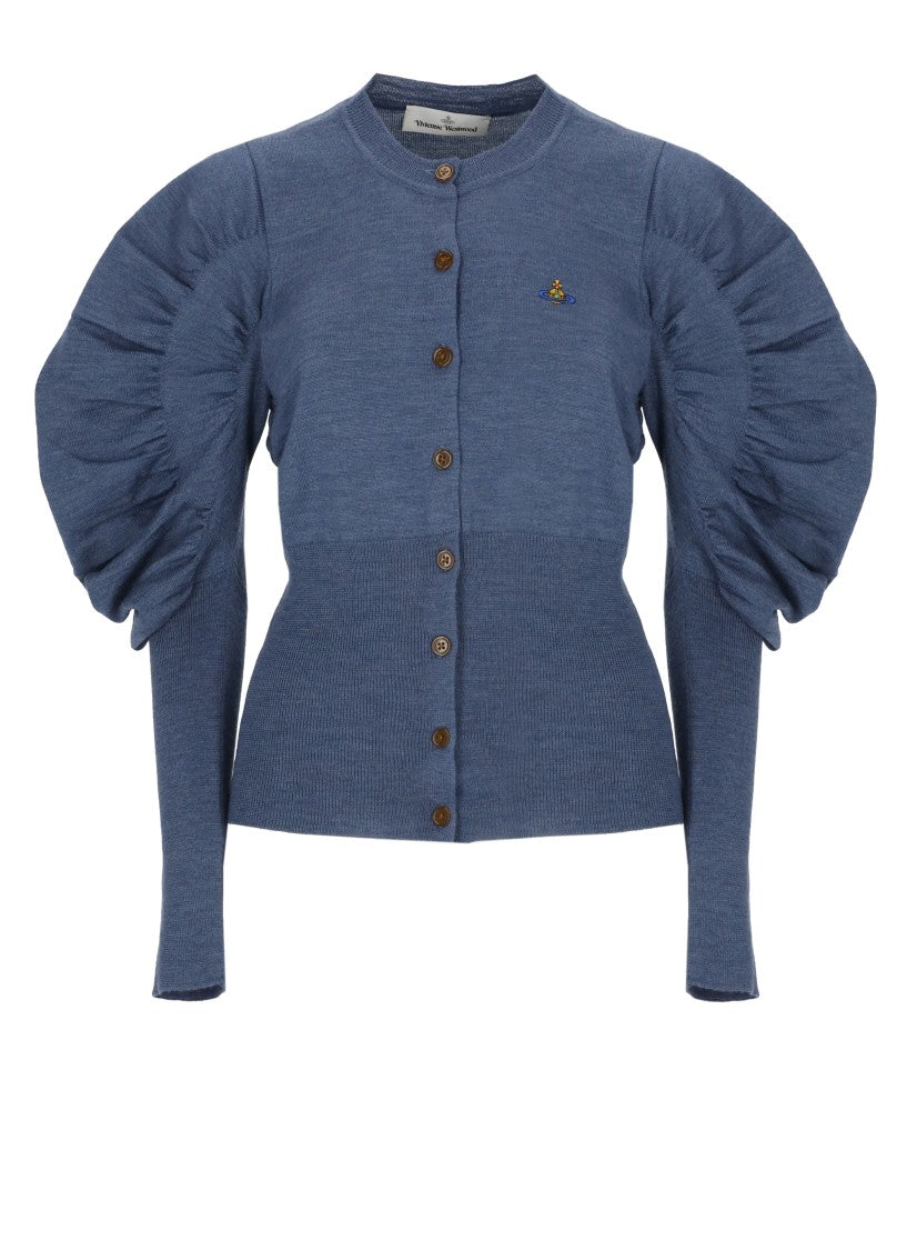 Vivienne Westwood Eli Cardigan With Dramatic Sleeves And Embroidered Logo