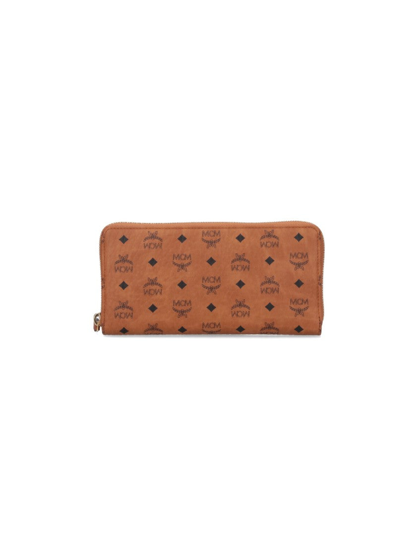 Mcm Brown "Visetos" Aren Large Zip Wallet