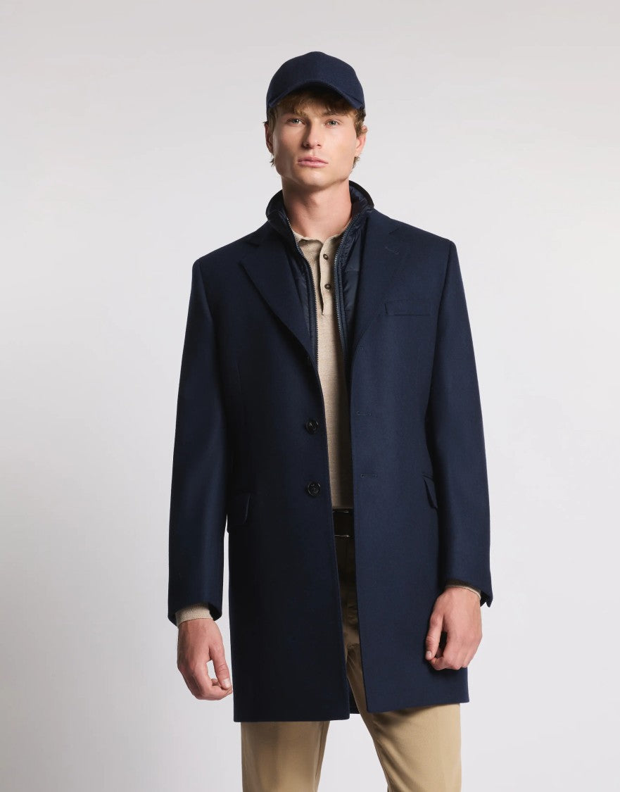 Fay Double-Breasted Structured Fay Coat With Notched Lapel