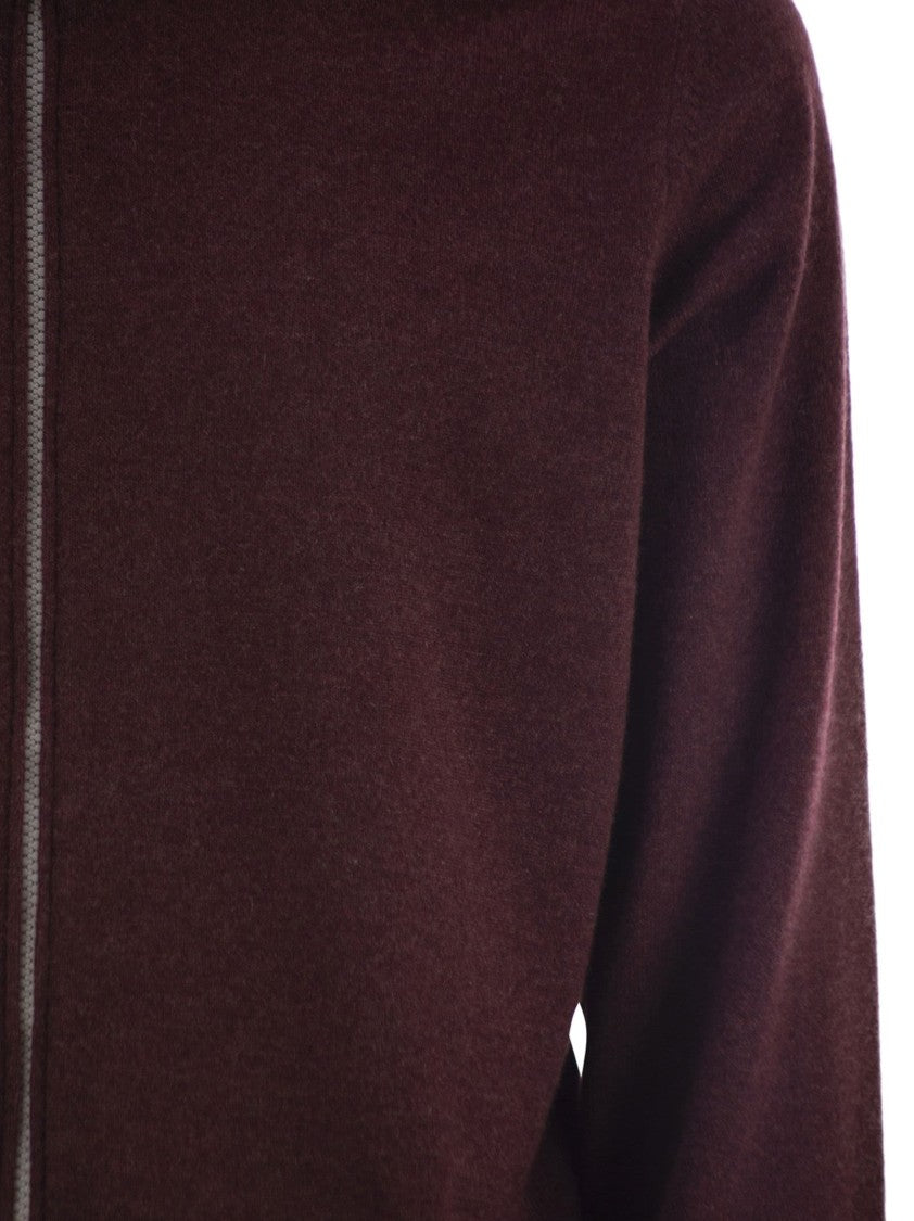 Brunello Cucinelli High-Necked Cashmere Cardigan With Zip