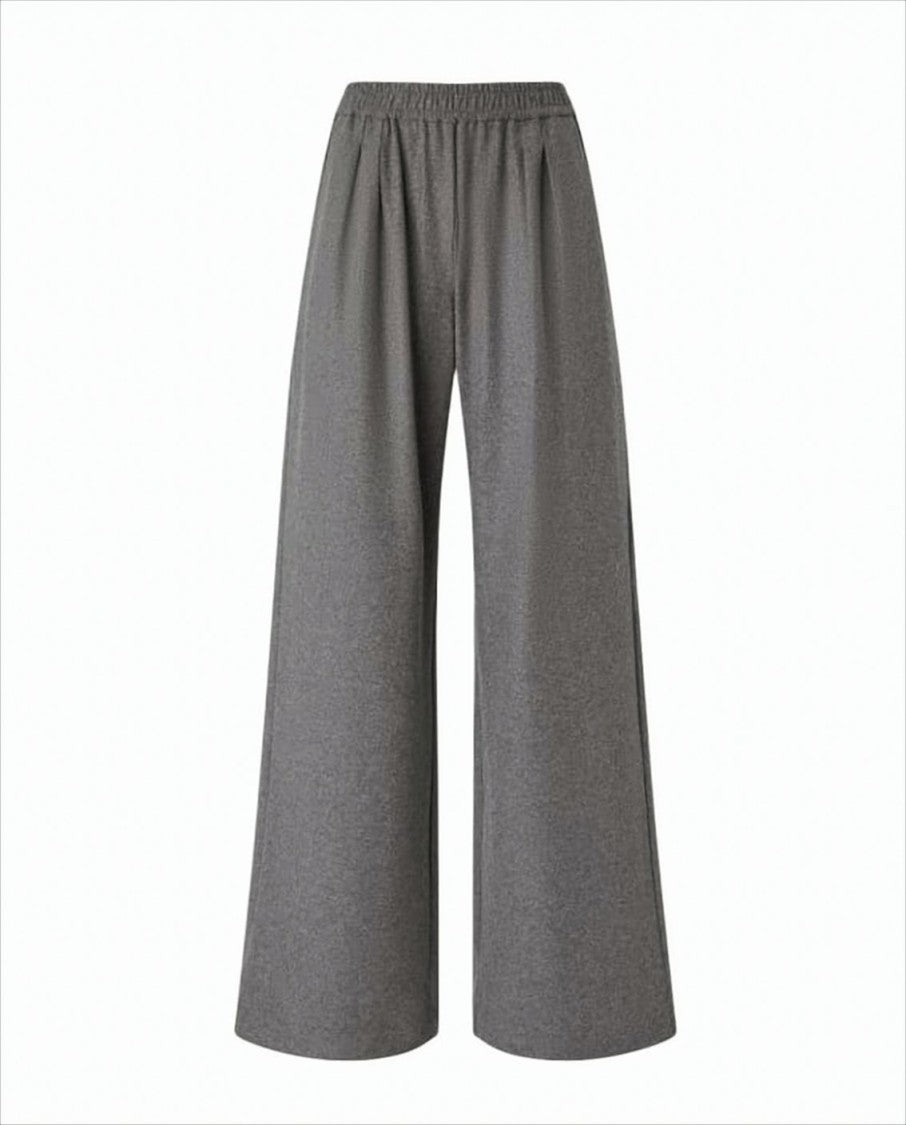 Pinko Wide-Leg Flared Pants In Yarn-Dyed Wool-Blend Flannel