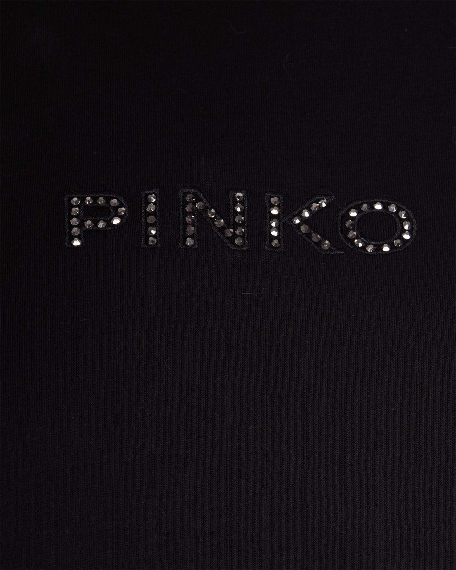 Pinko Strass-Embellished Logo T-Shirt With Casual Fit