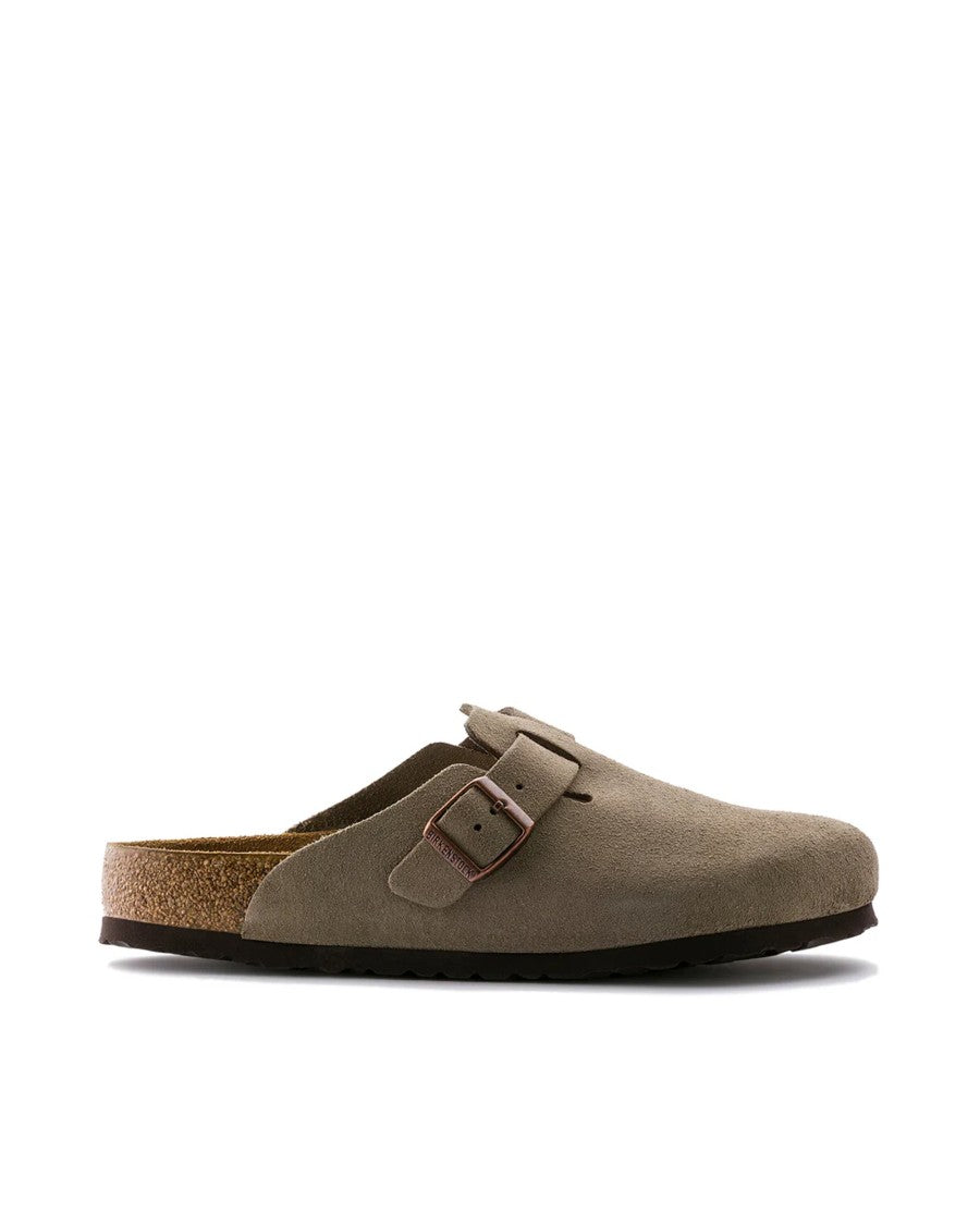 Birkenstock Taupe Boston Suede Leather Clogs