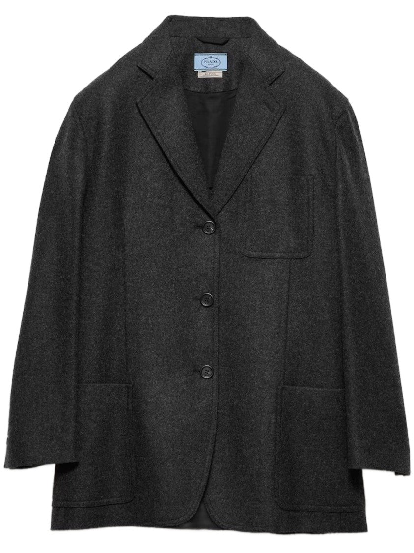 Prada Tailored Black Blazer With Oversized Fit And Notched Lapel