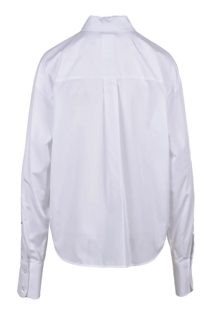 Sportmax Chalk White Tie Detail Cotton Shirt