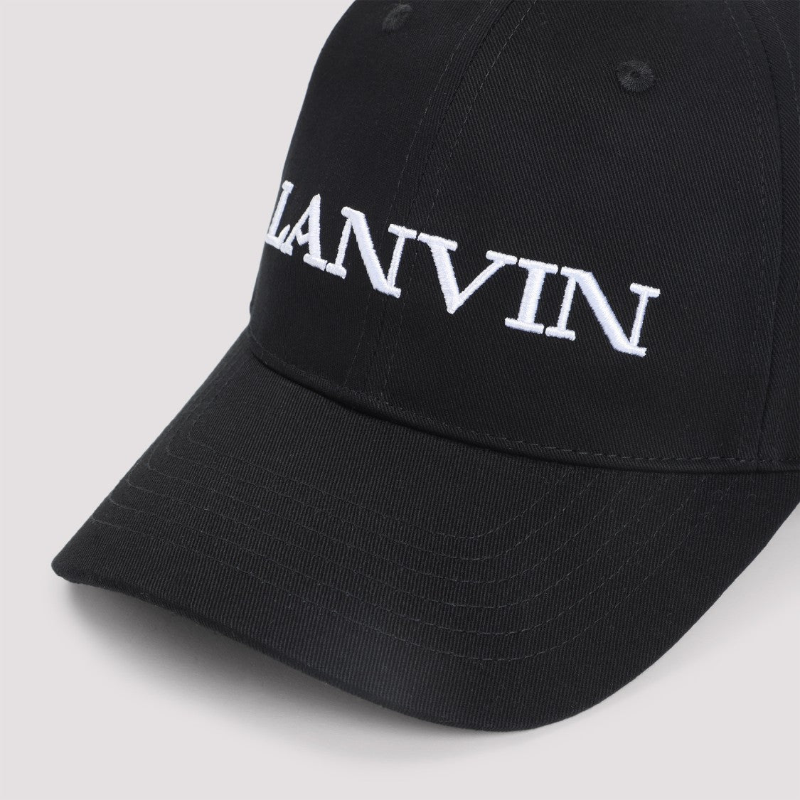 Lanvin Structured Black Cotton Cap With Embroidered Logo
