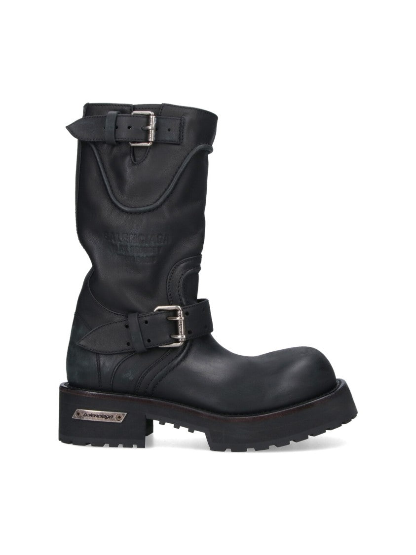 Balenciaga Black Venom Distressed Leather Boots