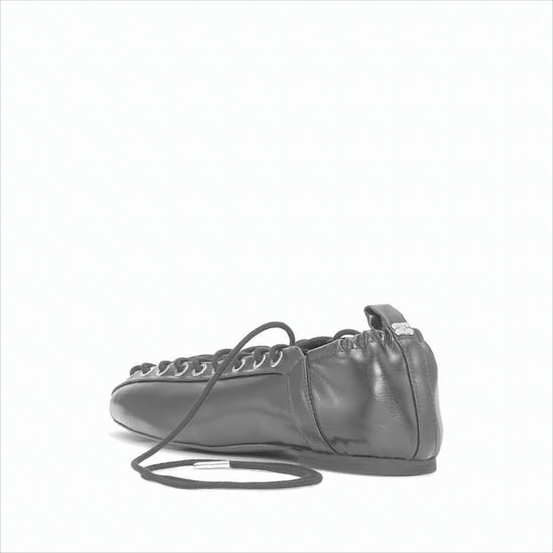 Ganni Lace-Up Flat Shoes With Gathered Elasticized Heel