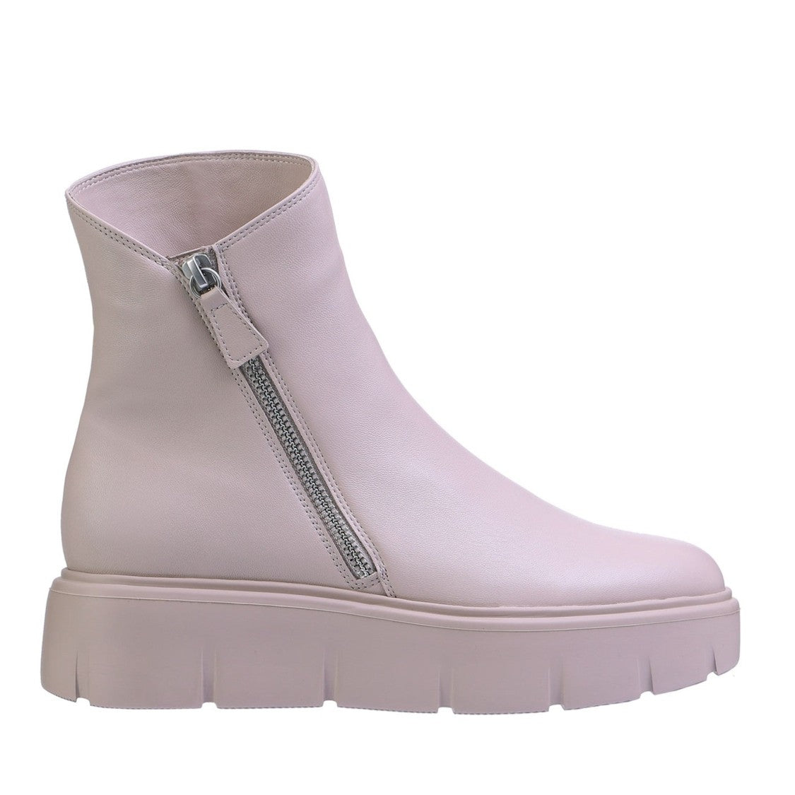 Högl Beige Travis Smooth Leather Chunky Sole Ankle Boots