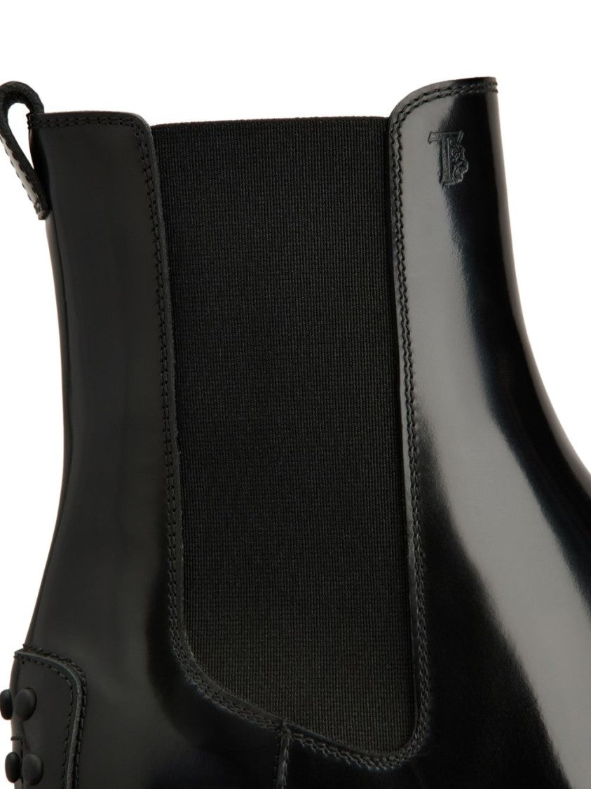 Tod's Black Smooth Polished Leather Boots