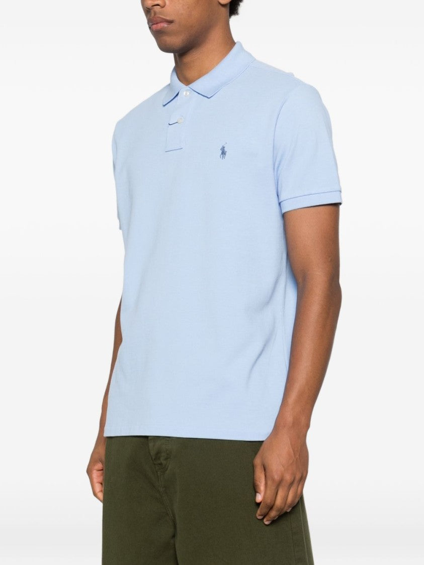 Polo Ralph Lauren Short-Sleeve Polo Shirt In Light Blue Cotton