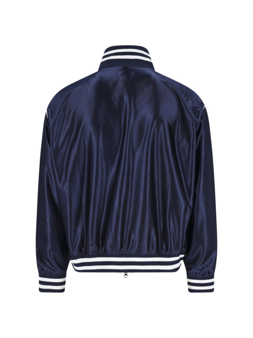 Needles Navy Blue High-Collar Contrasting Zip Jacket