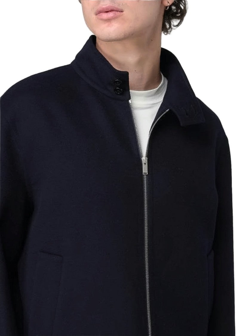 Lardini High Collar Black Wool Jacket