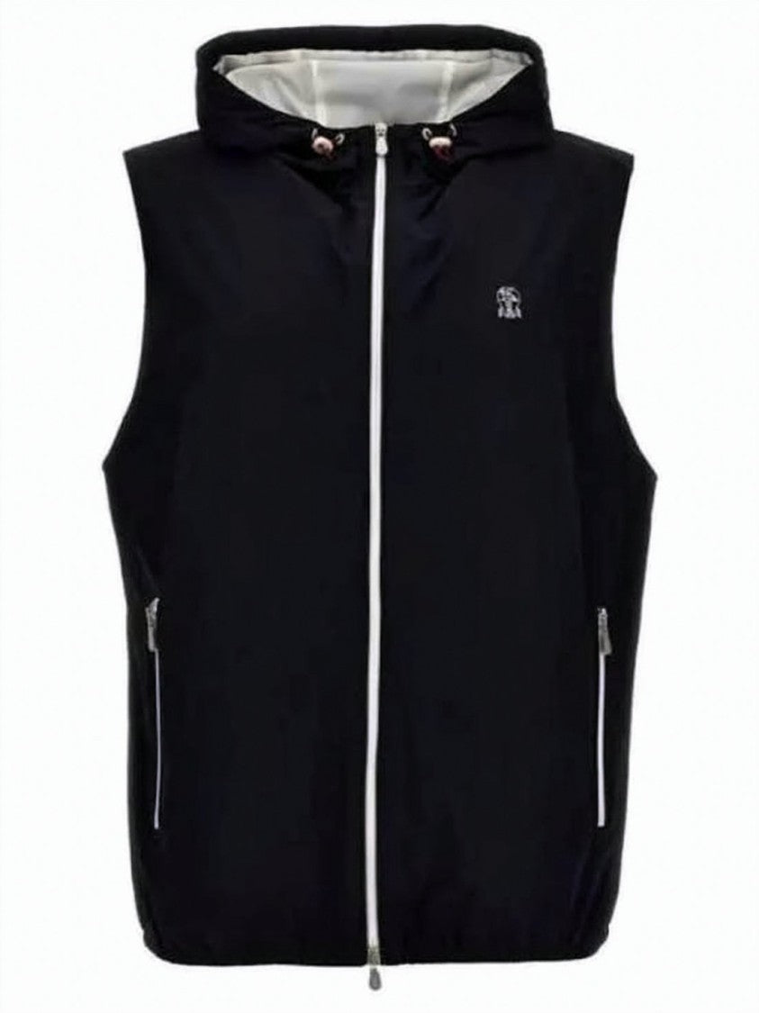 Brunello Cucinelli Minimalist Black Vest With Zip-Up Front