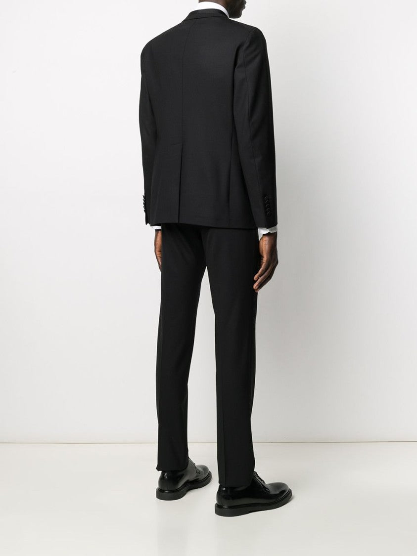 Tagliatore Single-Breasted Black Suit With Notched Lapels
