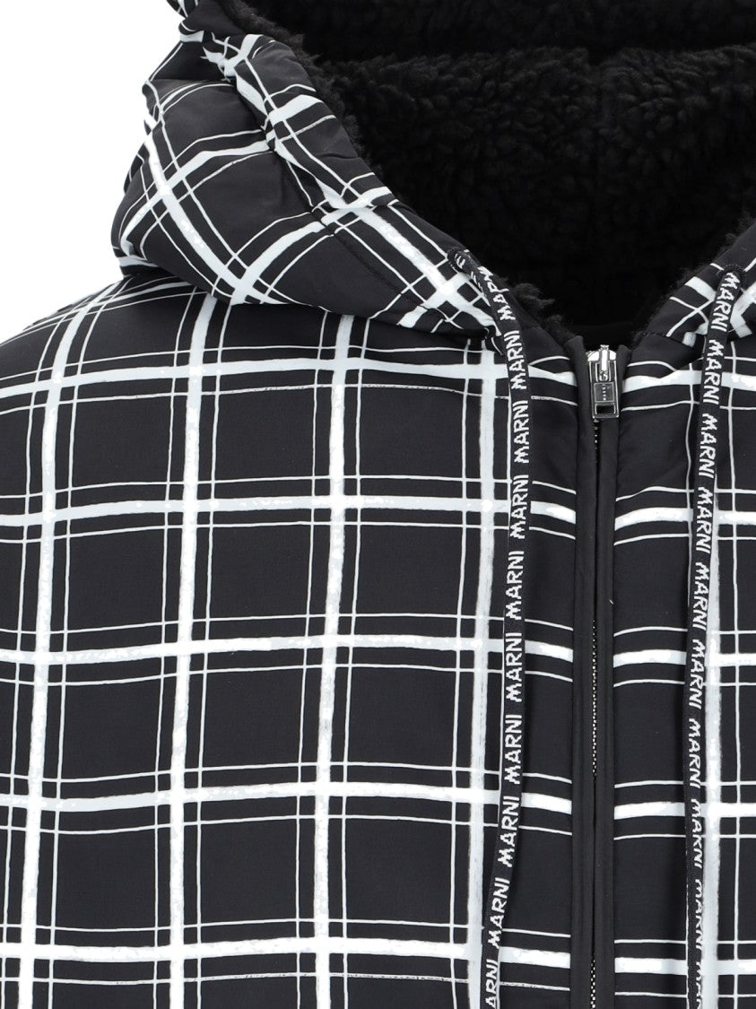 Marni Checked Quilted Puffer Jacket – Black