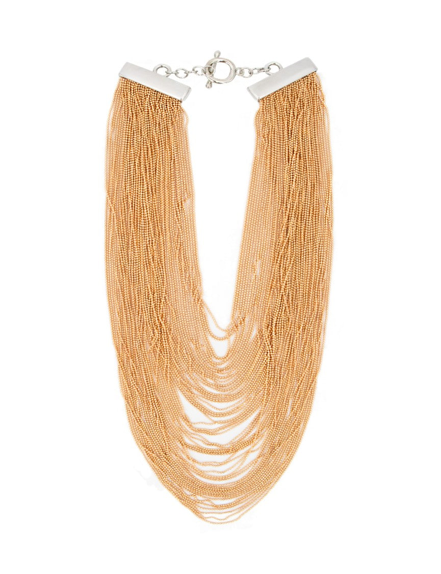 Fabiana Filippi Multi-Strand Blush Necklace With Metallic Clasps