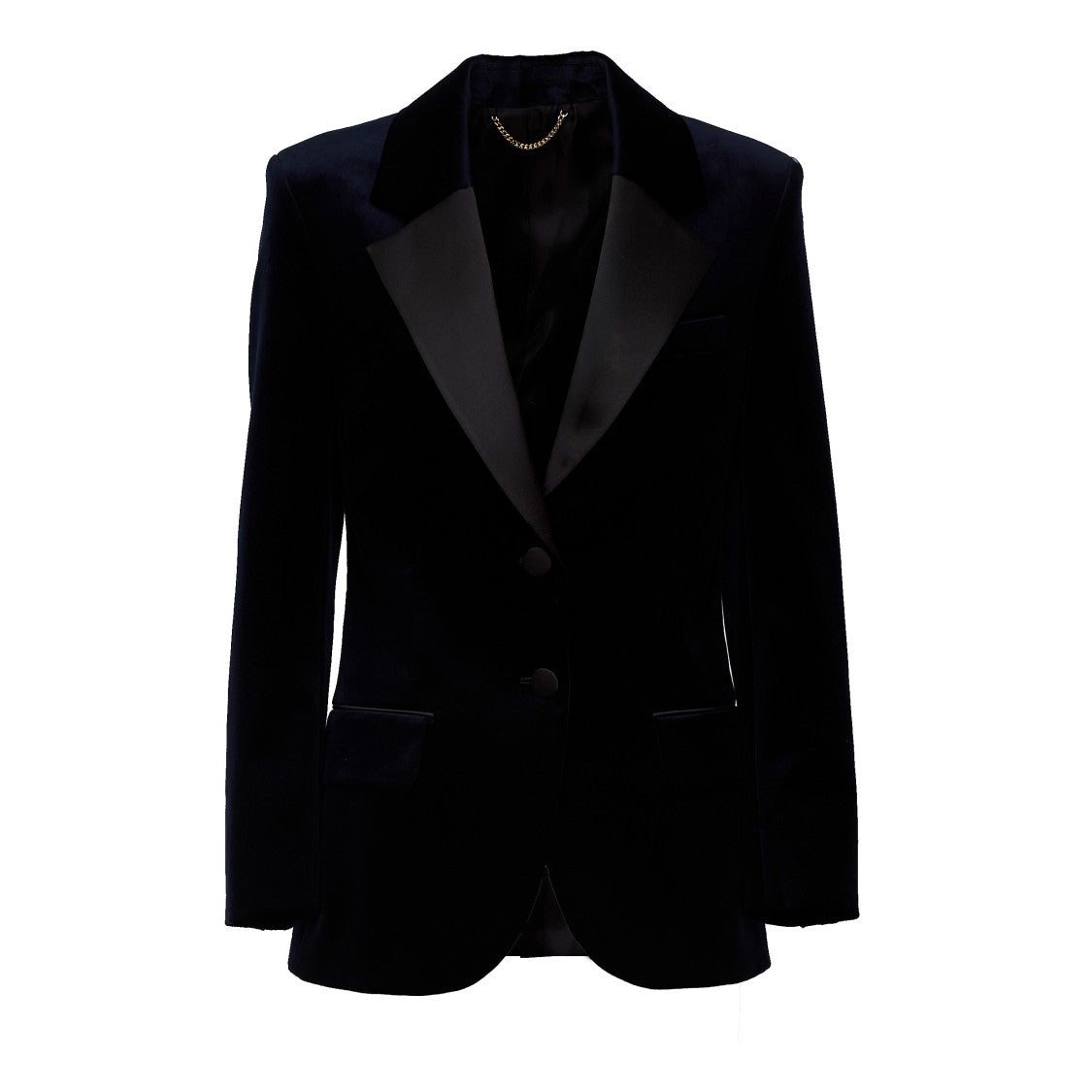 Victoria Beckham Single Breasted Satin Detail Velvet Jacket