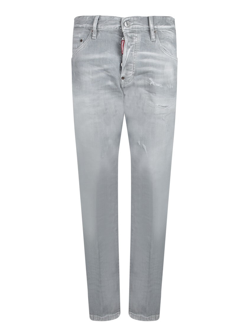 Dsquared2 Grey Distressed Five-Pocket Denim Jeans