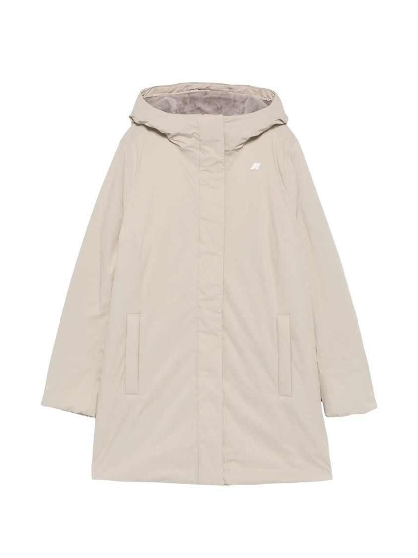 K-Way Sophie Twill Soft Beaver Hooded Short Coat
