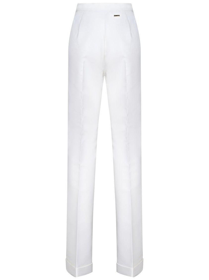 Dsquared2 Silk And Cotton Blend Trousers With Ironed Crease