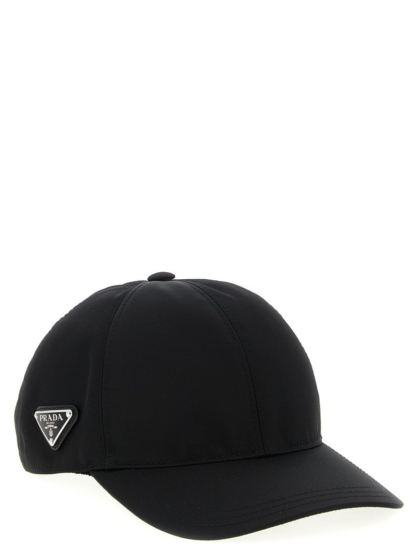 Prada Nylon Cap With Side Logo Application And Adjustable Strap