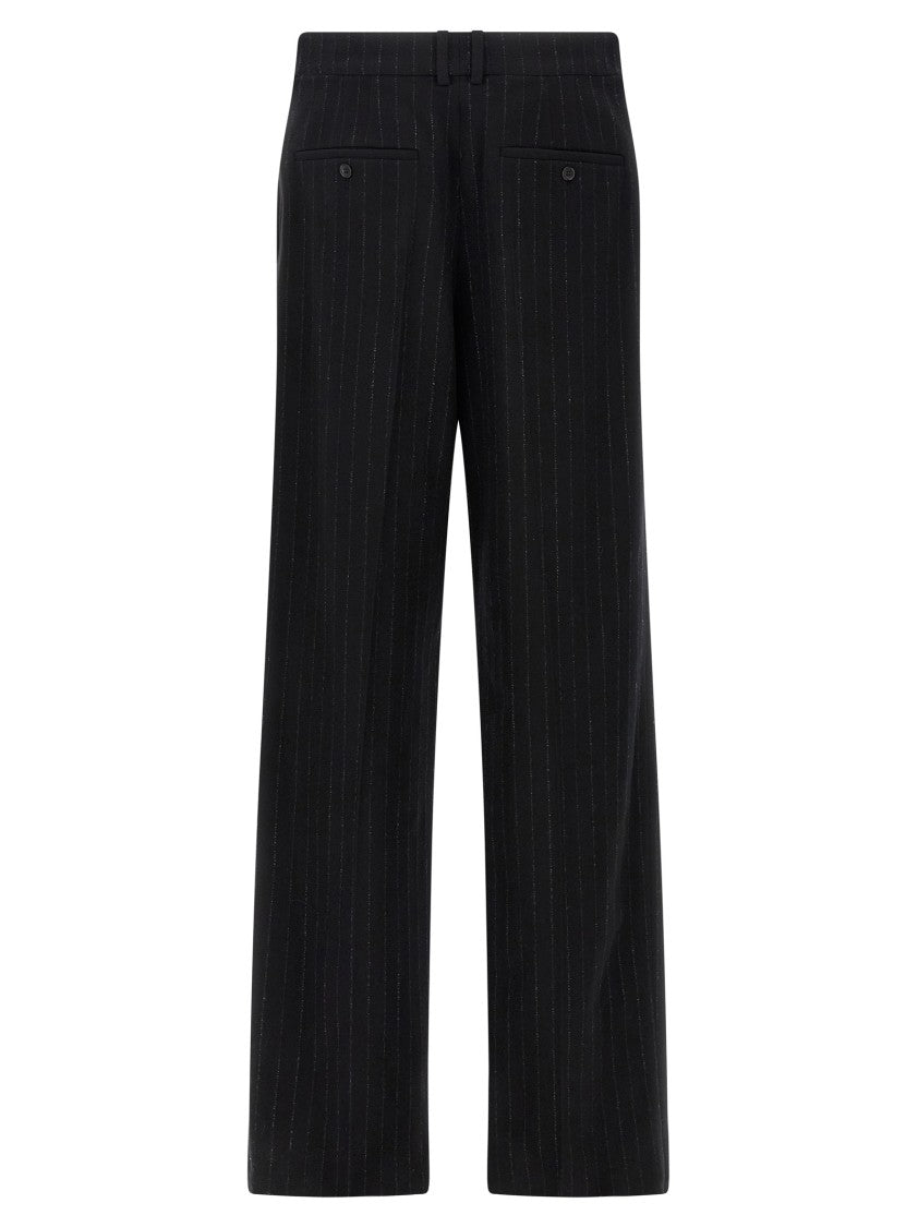 Saint Laurent High-Waisted Pinstripe Cashmere Flannel Trousers