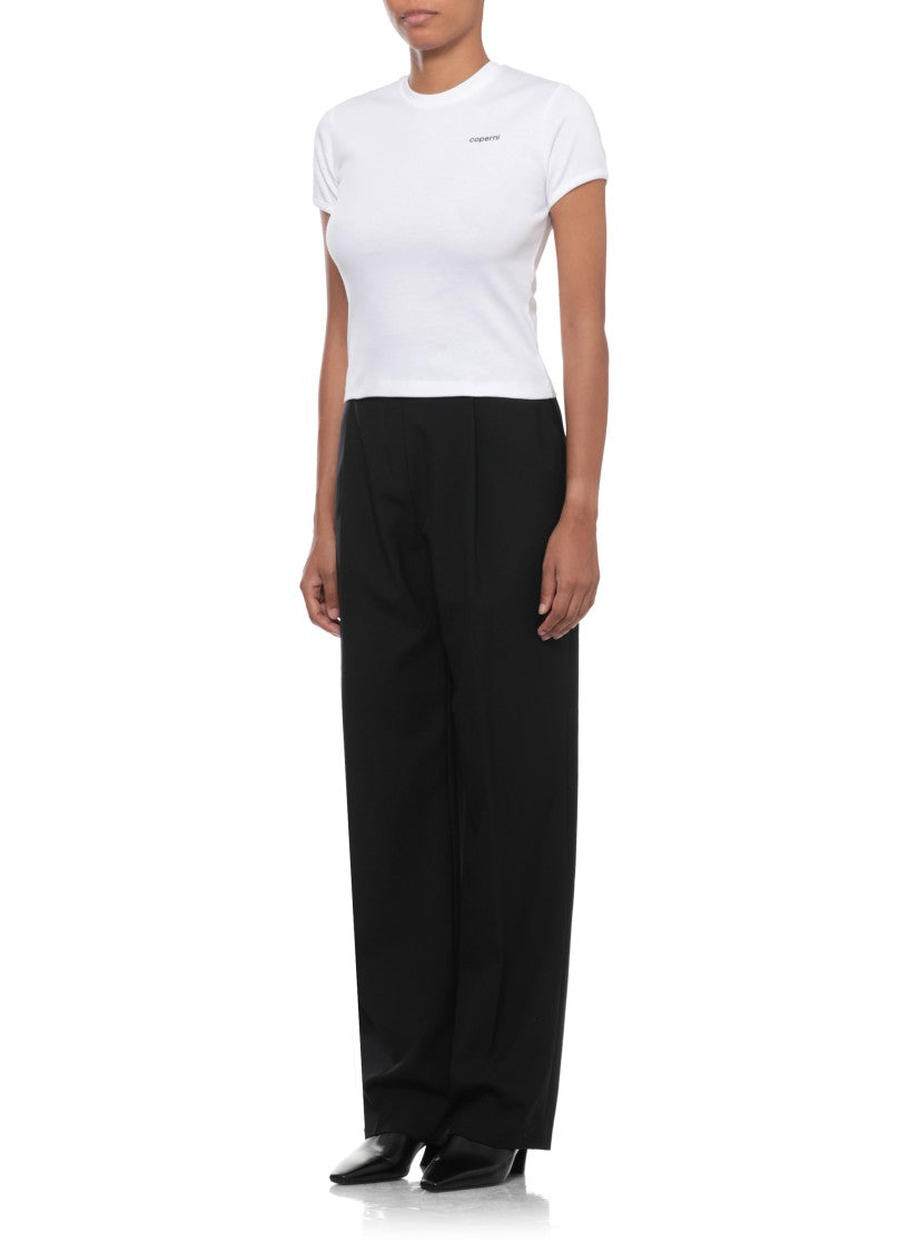 Coperni White Cropped Printed Cotton T-Shirt
