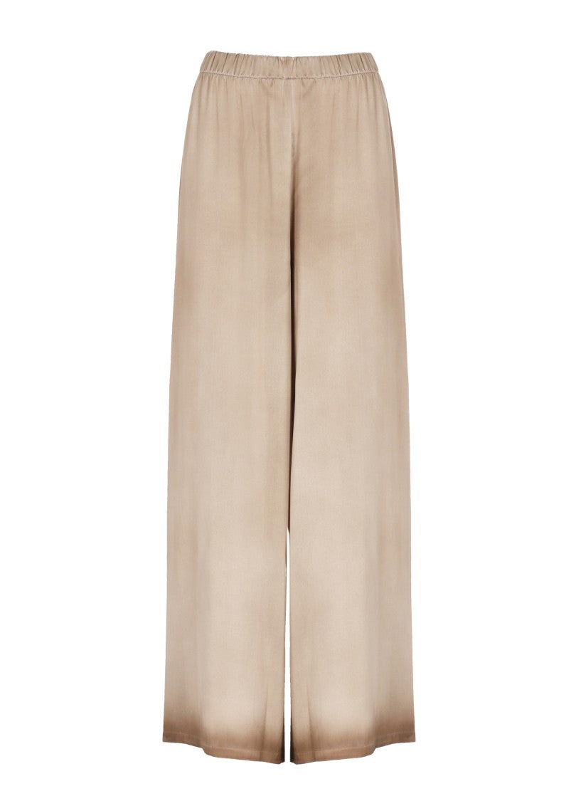 Avant Toi Wide Cut Silk Trousers With Elastic Waistband