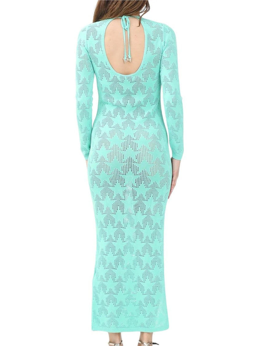 Akep Aqua Viscose Polyamide Perforated Silhouette Dress