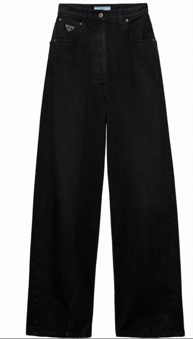 Prada High-Waisted Wide-Leg Denim Pants